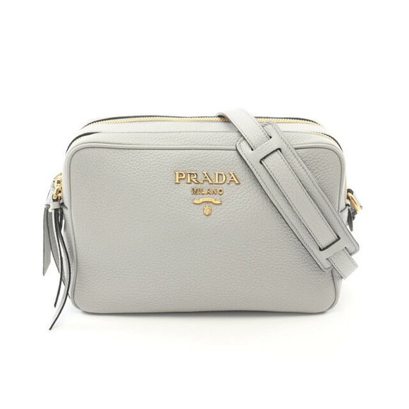 Prada Vitello Phenix Shoulder Bag Leather Gray - Picture 1 of 4